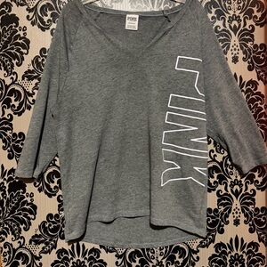 Victoria’s Secret VS Pink heather grey logo tee  size small
